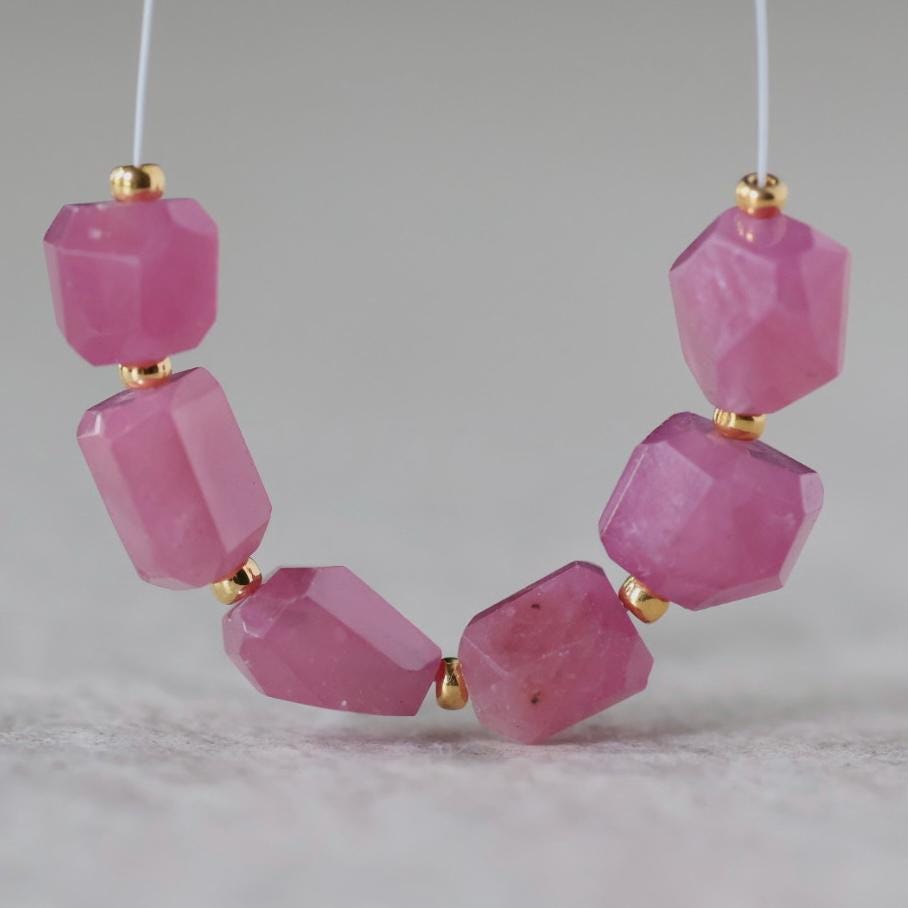 6mm Ruby Nuggets Stone Beads – Faceted Nugget Natural Gemstone