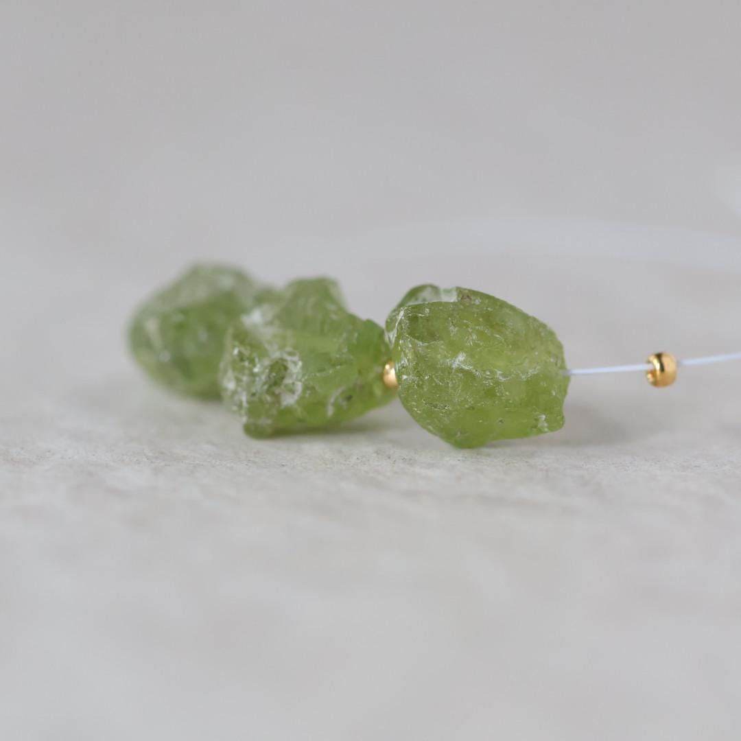 7-10mm Raw Peridot Nugget Beads 3 Pieces Freeform Chunks Rough Gemstone Green For DIY Jewelry Making