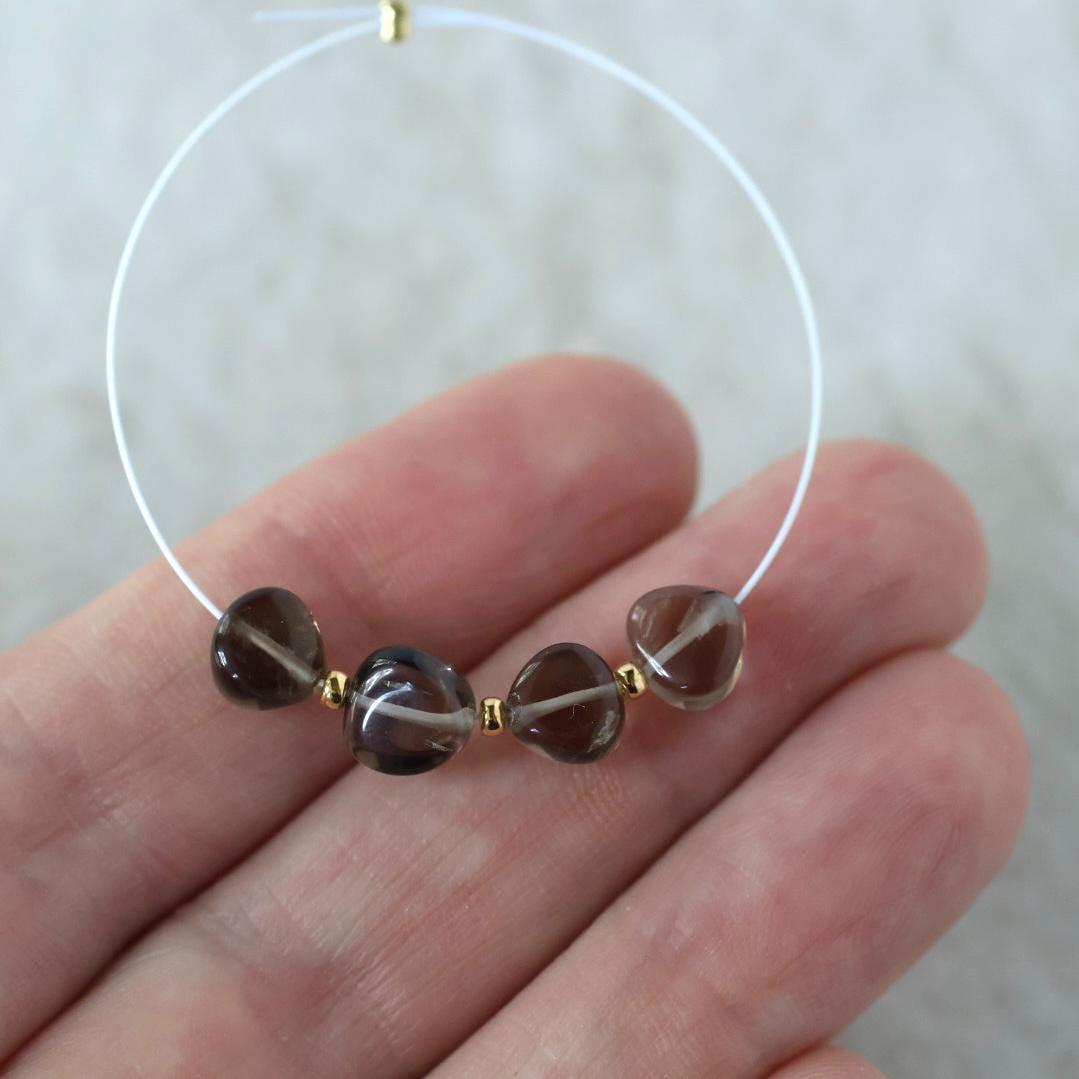 7mm AAA Smoky Quartz Nugget Beads Smooth 4 PCs Natural Brown Gemstone for DIY Jewelry Making