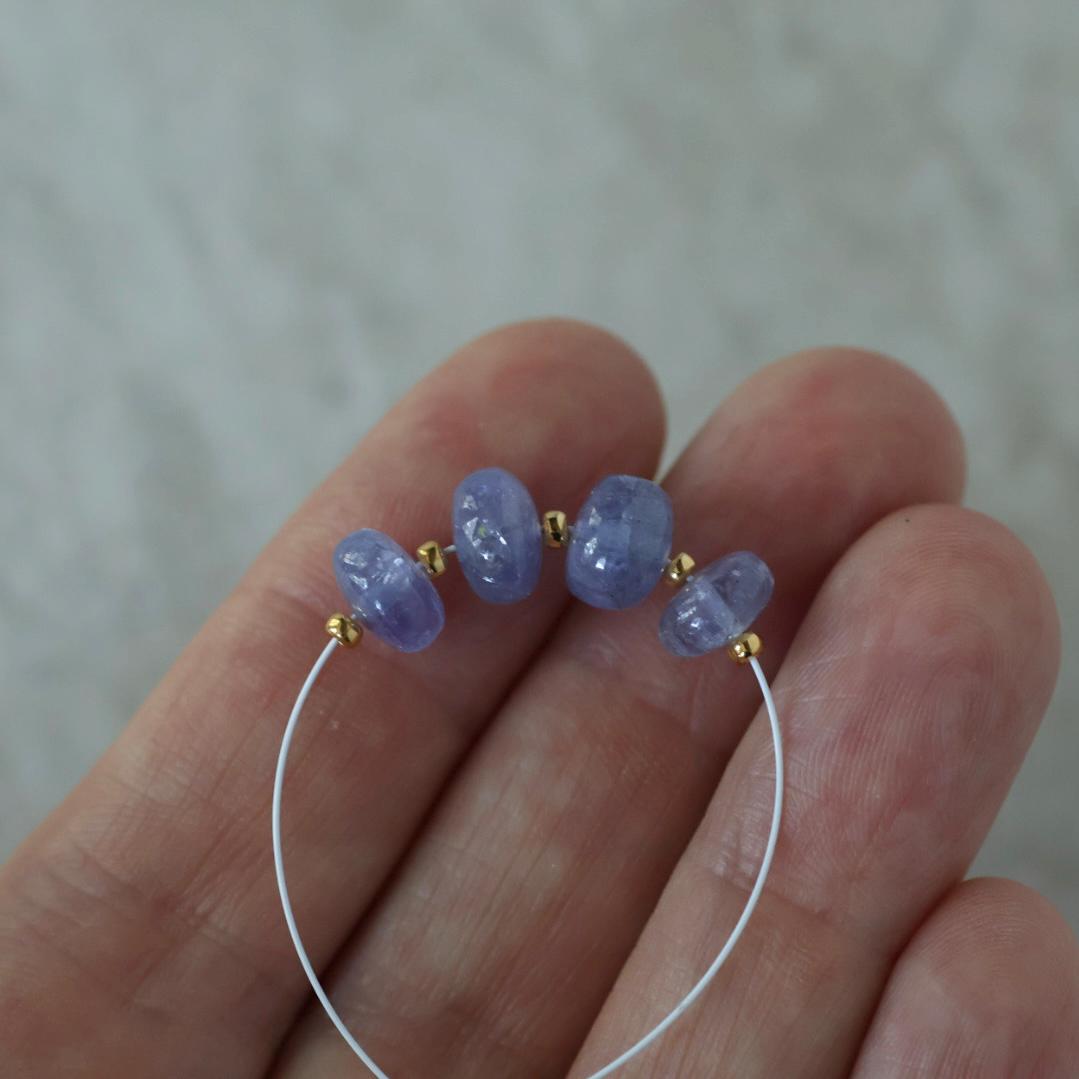 6mm AAA Tanzanite Beads Rondelle Smooth 4 Pcs Gemstone Beads for Silk Knotting Jewelry Making DIY Necklace Earrings