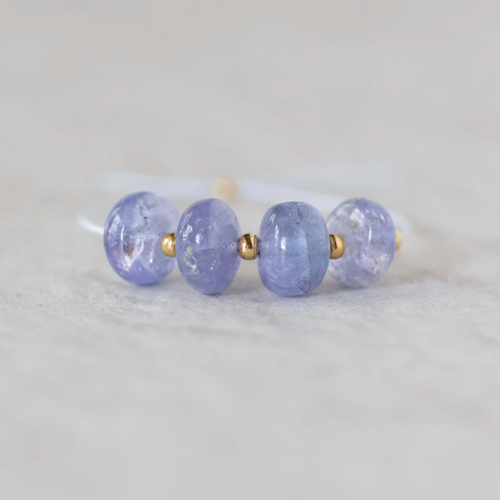 6mm AAA Tanzanite Beads Rondelle Smooth 4 Pcs Gemstone Beads for Silk Knotting Jewelry Making DIY Necklace Earrings