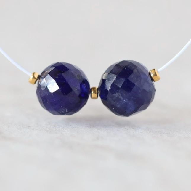 7mm Madagascar Blue Sapphire Beads Round Faceted Natural Gemstone Bead for DIY Jewelry Making