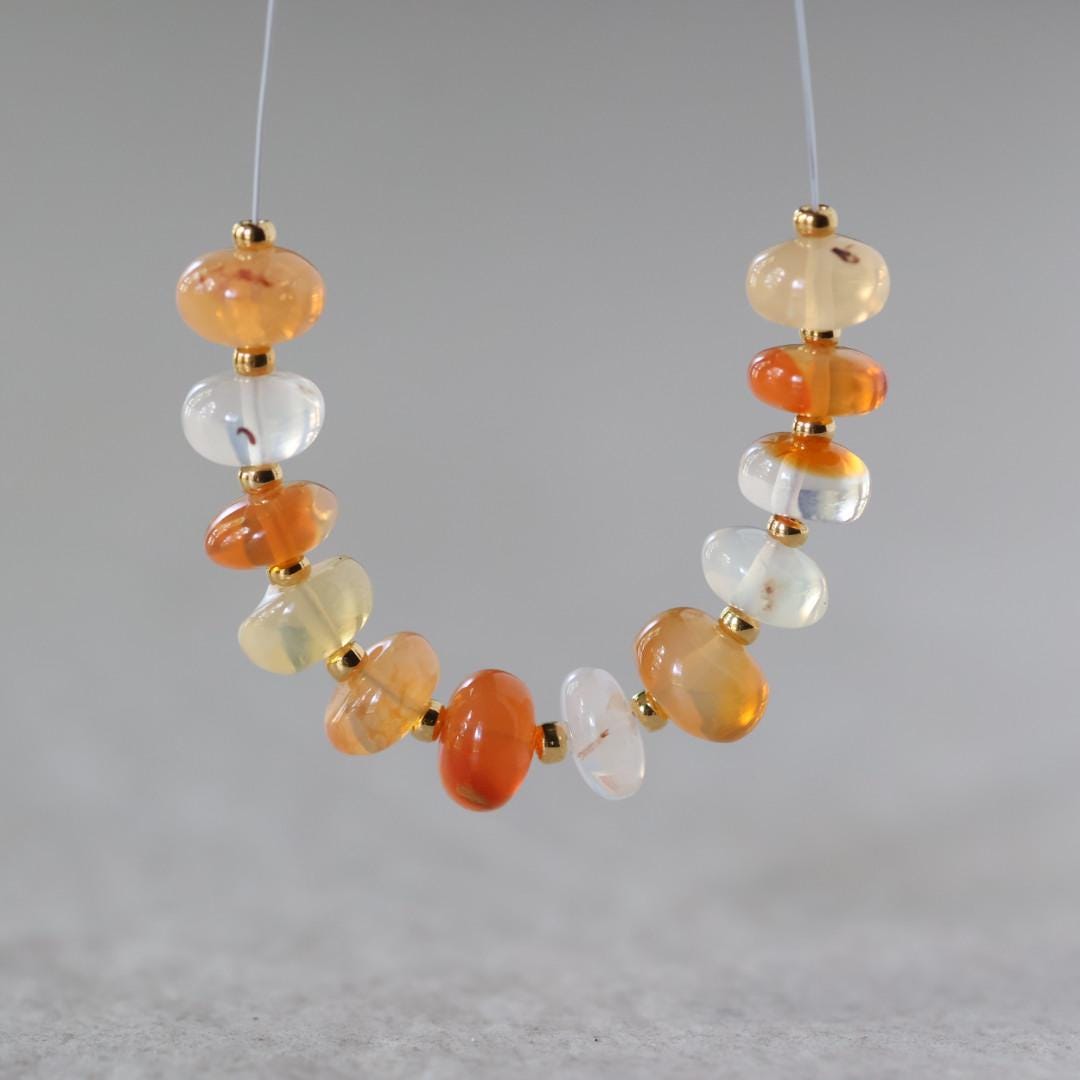 7mm Mexican Fire Opal Beads – Smooth Rondelle Natural Gemstone