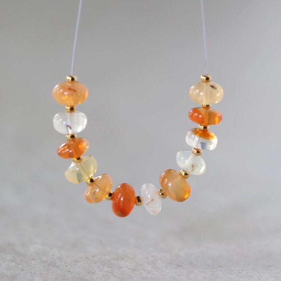 7mm Mexican Fire Opal Beads – Smooth Rondelle Natural Gemstone
