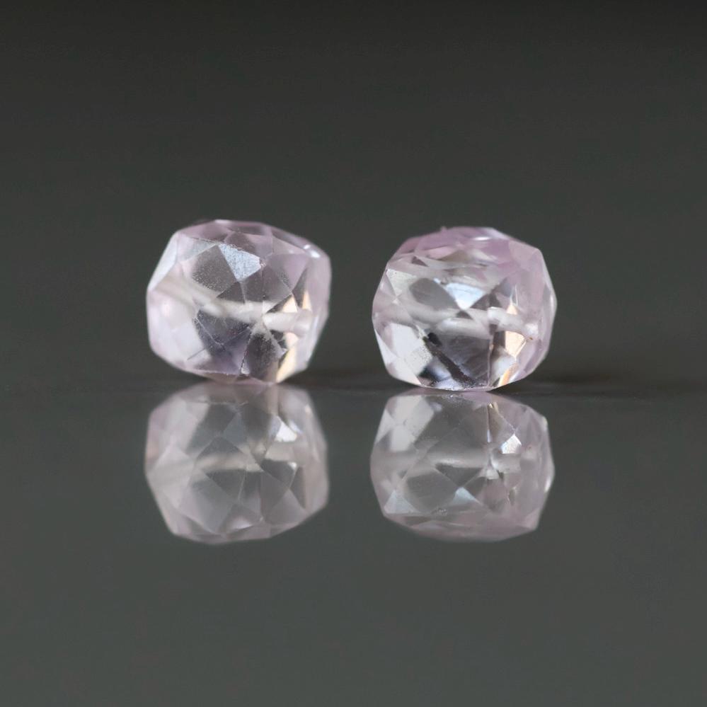 7mm Morganite Beads - Faceted Cube Natural Gemstone 2 Pcs