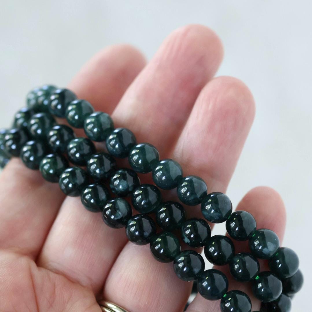 7mm Natural AAA Guatemala Jade Beads Jadeite Gemstone Natural Dark Green Jade For DIY Jewelry Making
