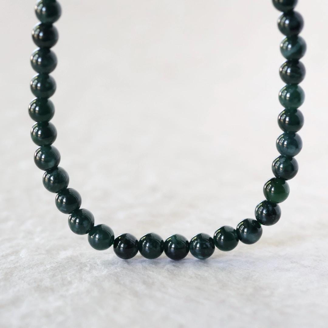 7mm Natural AAA Guatemala Jade Beads Jadeite Gemstone Natural Dark Green Jade For DIY Jewelry Making