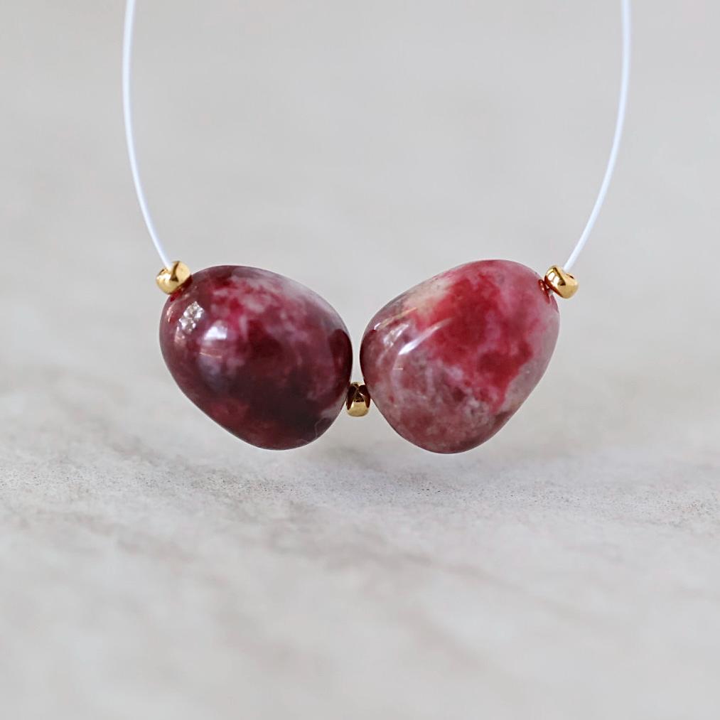 8-12mm AAA Norwegian Thulite Beads Smooth Nuggets 2 PCs Genuine Pink Red Gemstone for DIY Jewelry Making Earrings Supply