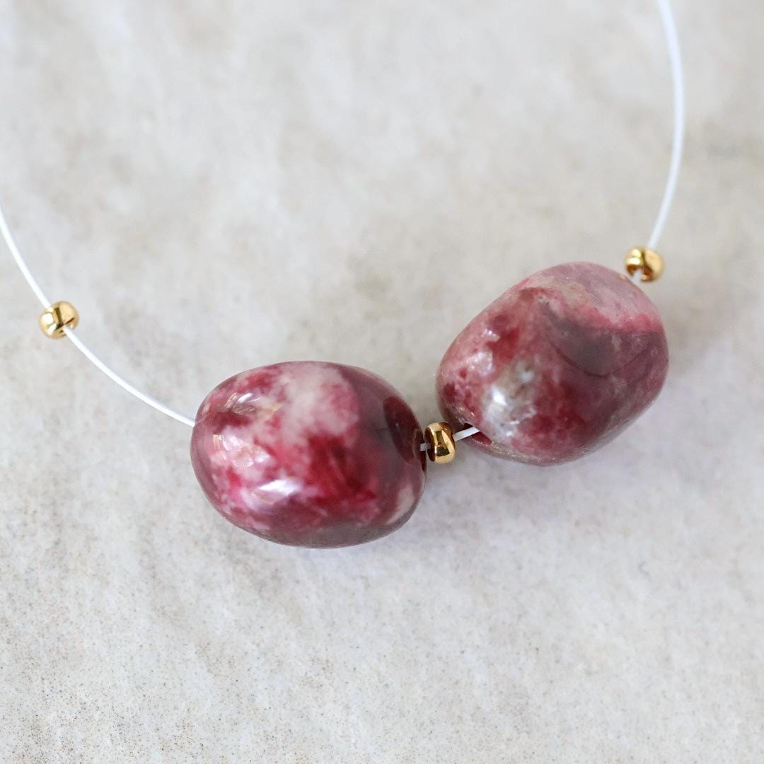 8-12mm AAA Norwegian Thulite Beads Smooth Nuggets 2 PCs Genuine Pink Red Gemstone for DIY Jewelry Making Earrings Supply
