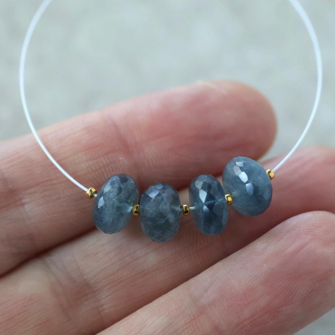 8-9mm AAA Santa Maria Aquamarine Beads Faceted Rondelle Natural Dark Moss Blue Gemstone For DIY Jewelry Making Supplies