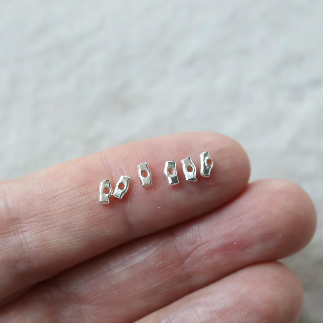 8 Thai Karen Hill Tribe Silver Stick Beads 1.2x4mm Tiny Tube Beads