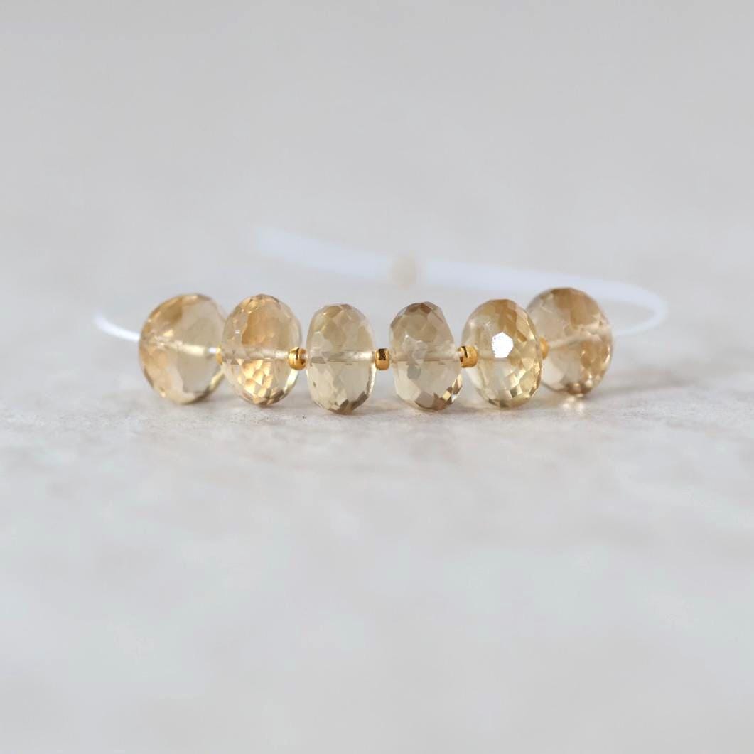 8mm AAA Champagne Citrine Rondelle Beads Faceted 6 Pcs Natural Gemstone for FIY Jewelry Making