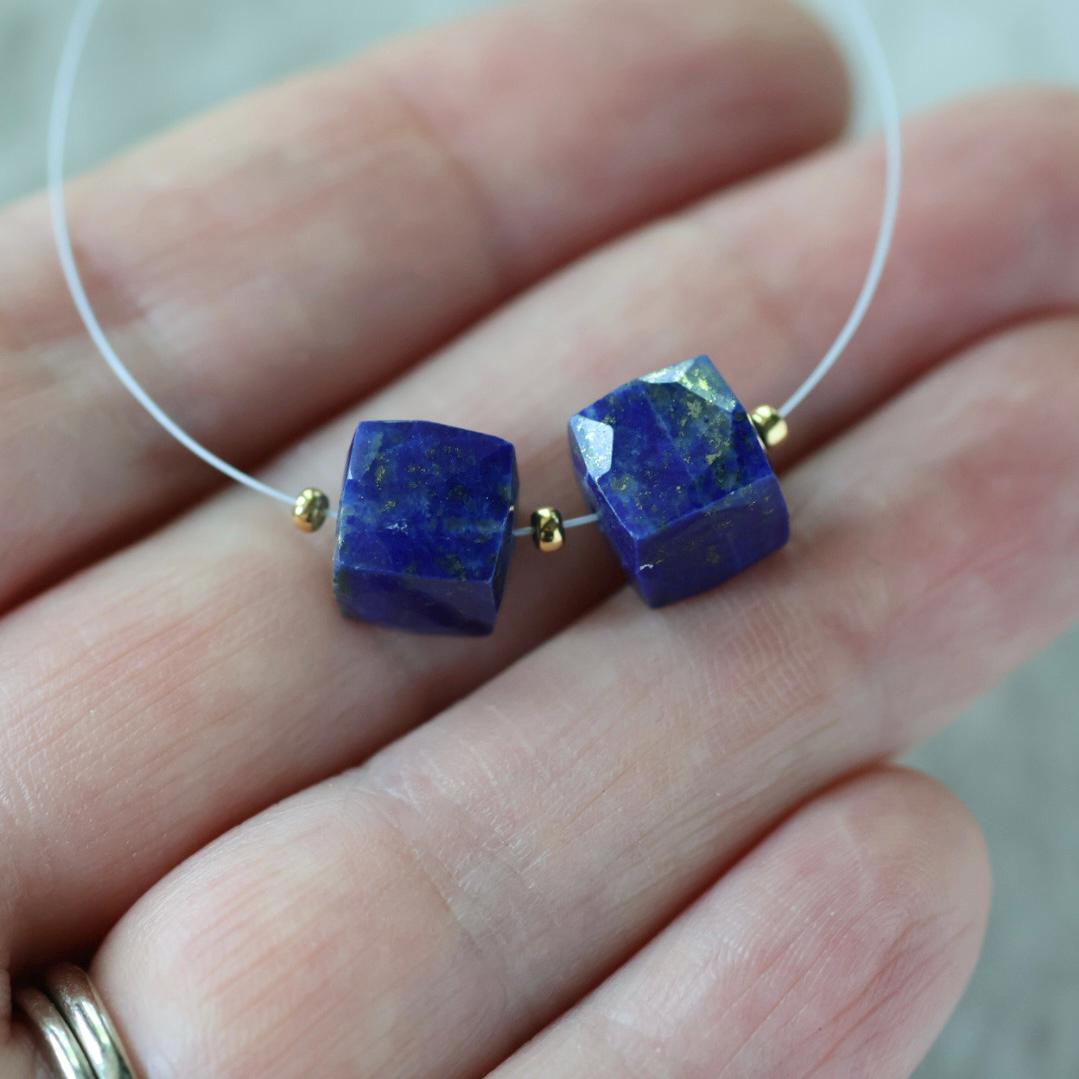 8mm AAA Lapis lazuli Cube Beads Natural Gemstone Beads for DIY Jewelry Making Earrings Supplies