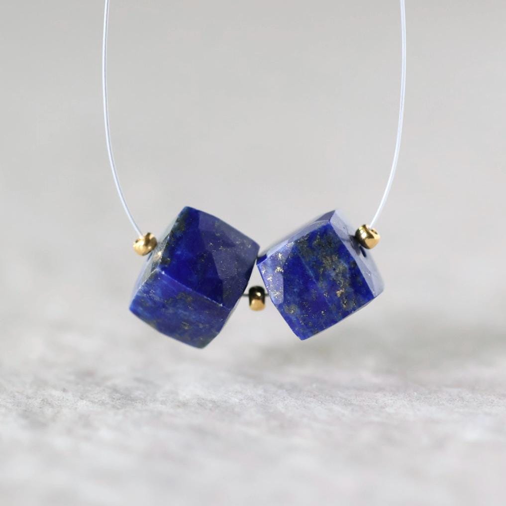 8mm AAA Lapis lazuli Cube Beads Natural Gemstone Beads for DIY Jewelry Making Earrings Supplies