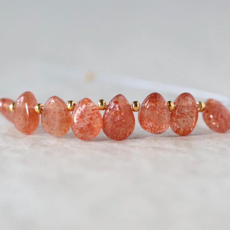 AAA Tanzanian Sunstone Smooth Briolette Beads Teardops Genuine Gemstone Beads for DIY Jewelry Making Earrings Necklace Pendant
