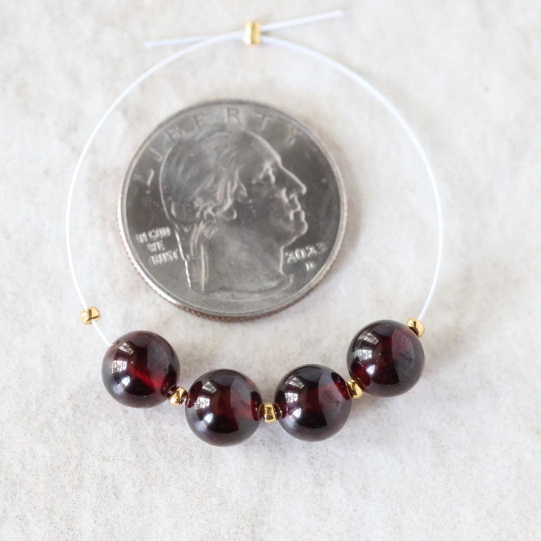 8mm Mozambique Garnet Round Beads Smooth Polished 4 Pcs Natural Gemstone for DIY Jewelry Making Earrings