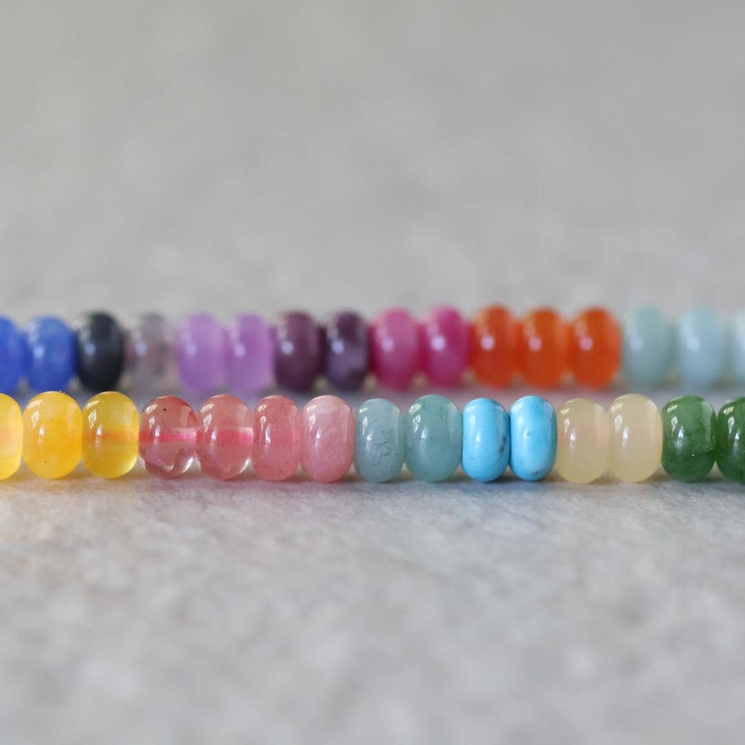 8mm Multi Gemstone Beads Rainbow Smooth Rondelle Trendy Colorful Gemstones for Silk Knotting Jewelry Making DIY Necklace Bracelet
