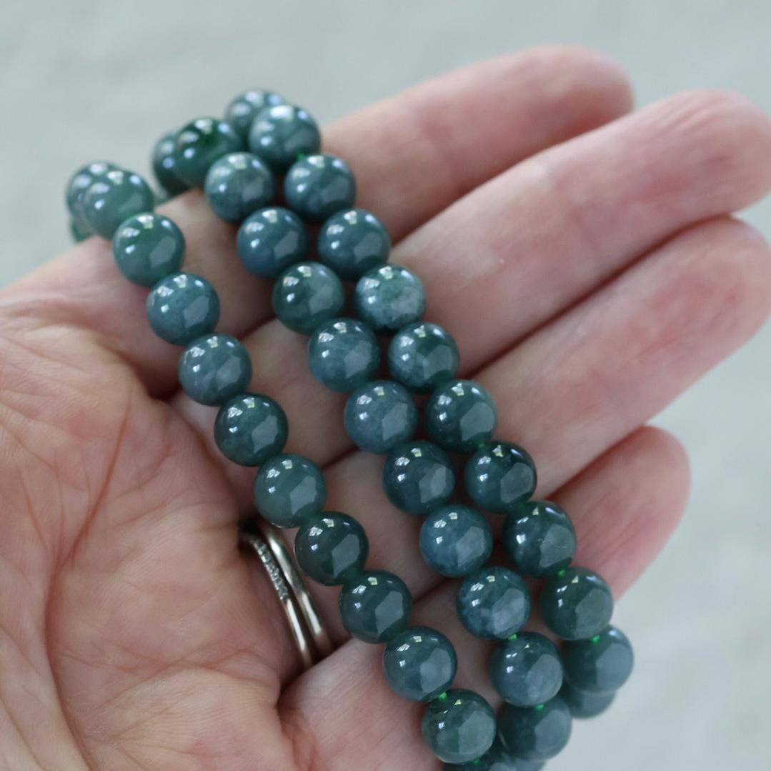 8mm Natural AAA Guatemala Jade Beads Jadeite Gemstone Natural Dark Green Jade For DIY Jewelry Making