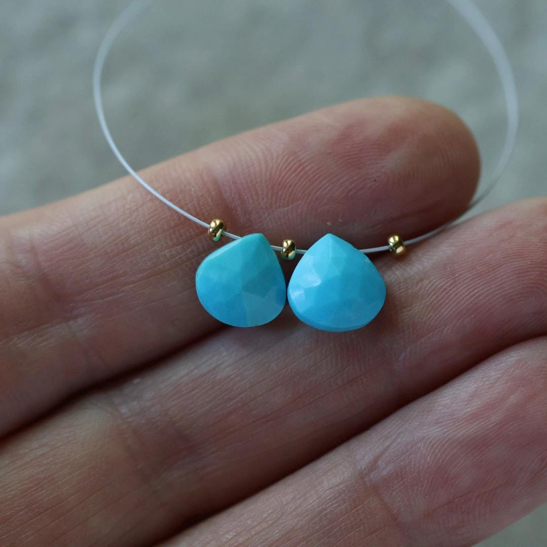 8mm Sleeping Beauty Turquoise Beads – Faceted Briolette Natural Gemstone