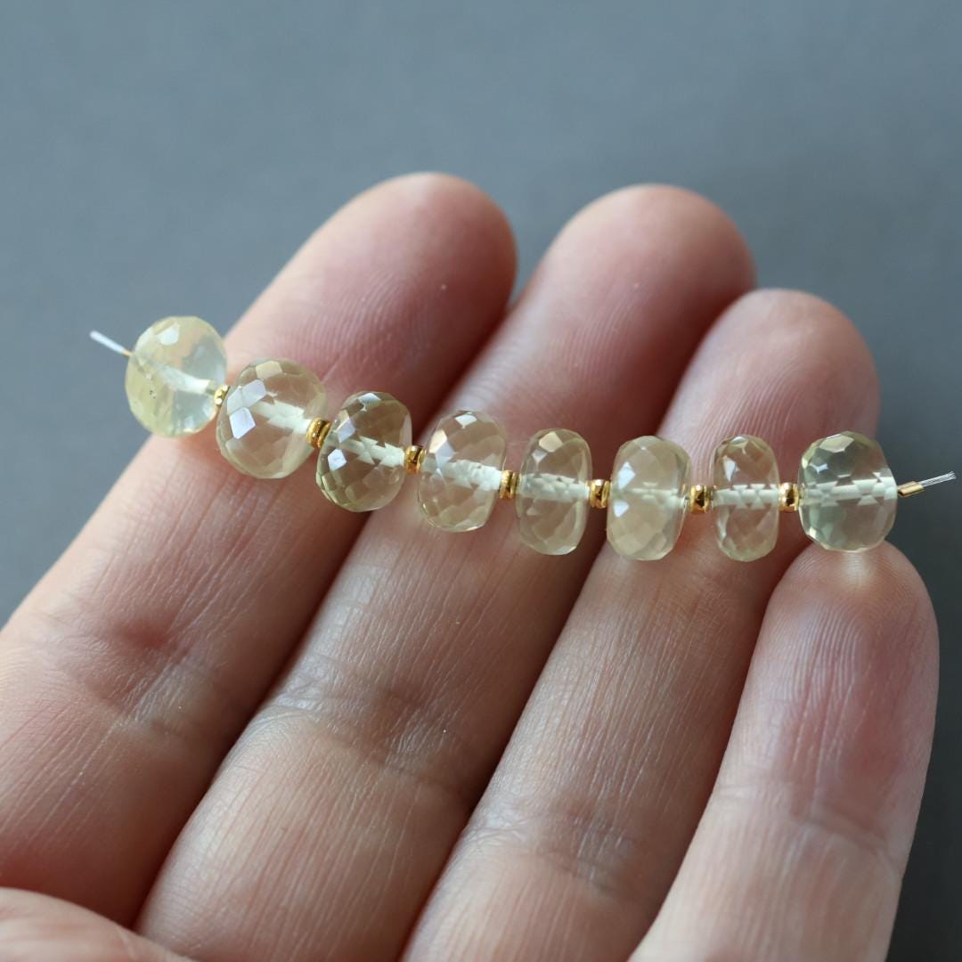 8mm Yellow Topaz Rondelle Beads – Faceted Rondelle Natural Gemstone - 8 pcs