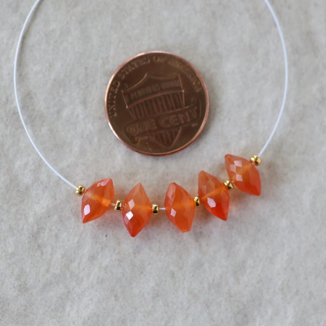 9-10mm Carnelian Marquise Beads Faceted Orange Natural Gemstone for DIY Jewelry Making