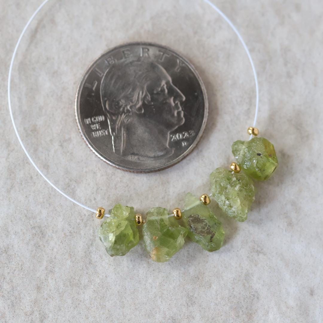 9-11mm Raw Peridot Nugget Beads Briolette 5 Pieces Freeform Chunks Rough Gemstone Green For DIY Jewelry Making