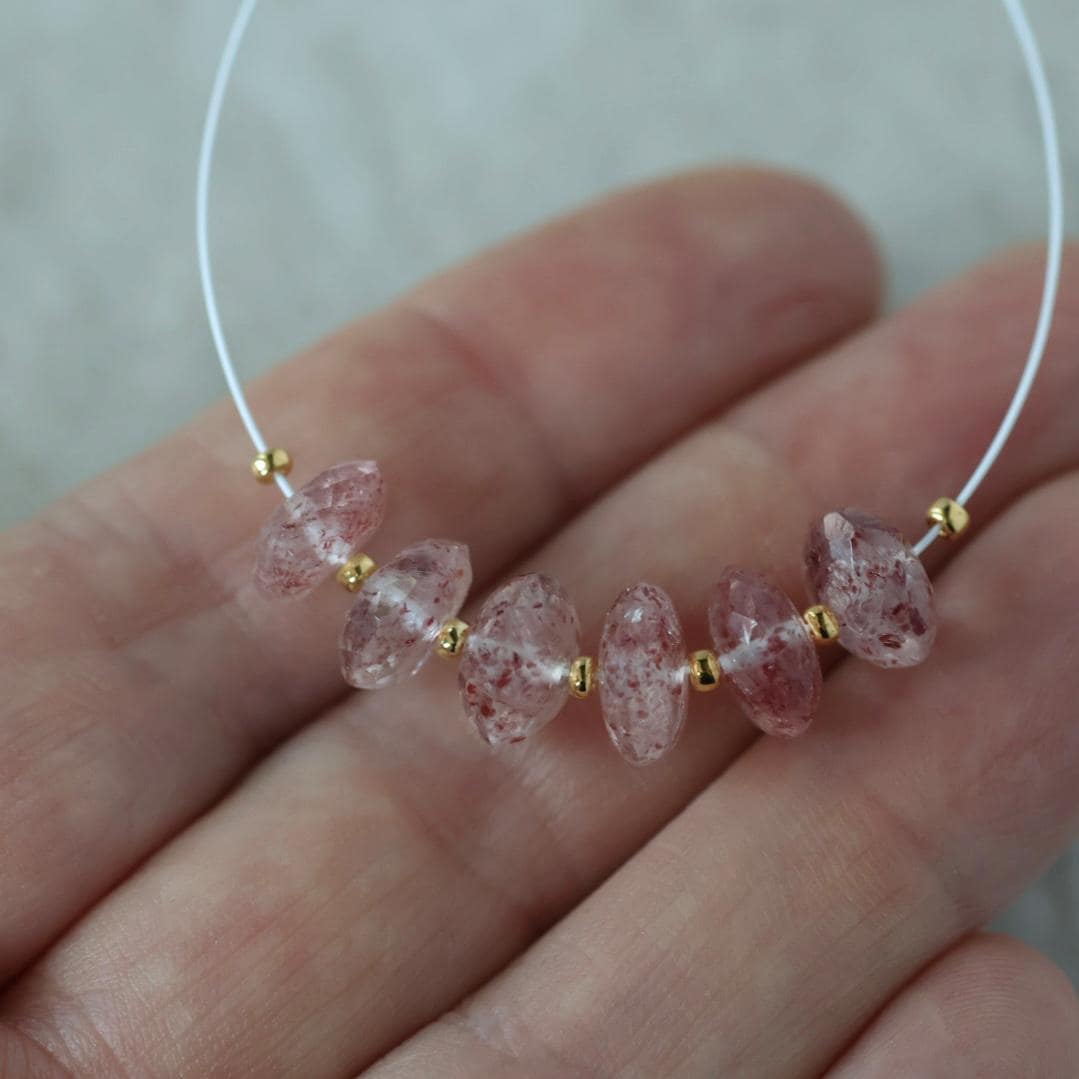 9mm AAA Brazilian Strawberry Quartz Beads Faceted Rondelle German Cut 6 Pcs Genuine Gemstone for DIY Jewelry Making Supplies