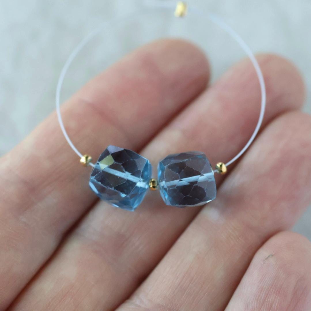 Natural London Blue Topaz Cube Bead – Faceted Cube Natural Gemstone- 1 Pc