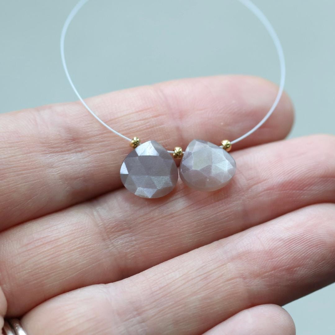 9mm Chocolate Moonstone Heart Briolette Beads 2 Pcs Teardrops Drops Natural Gemstone for DIY Jewelry Making Earrings Supplies