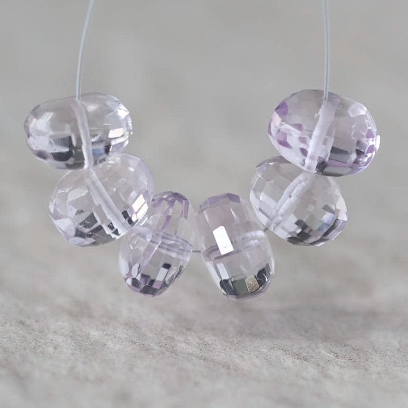 9mm Natural Pink Amethyst Rondelle Beads Checker Faceted Gemstone for DIY Jewelry Making Earrings Pendants February Birthstone