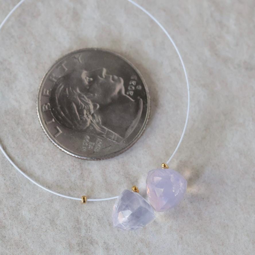 9mm Natural Scapolite Trillion Beads Briolettes Faceted Triangles 2 Pcs Lavender quartz Gemstones for DIY Jewelry Making