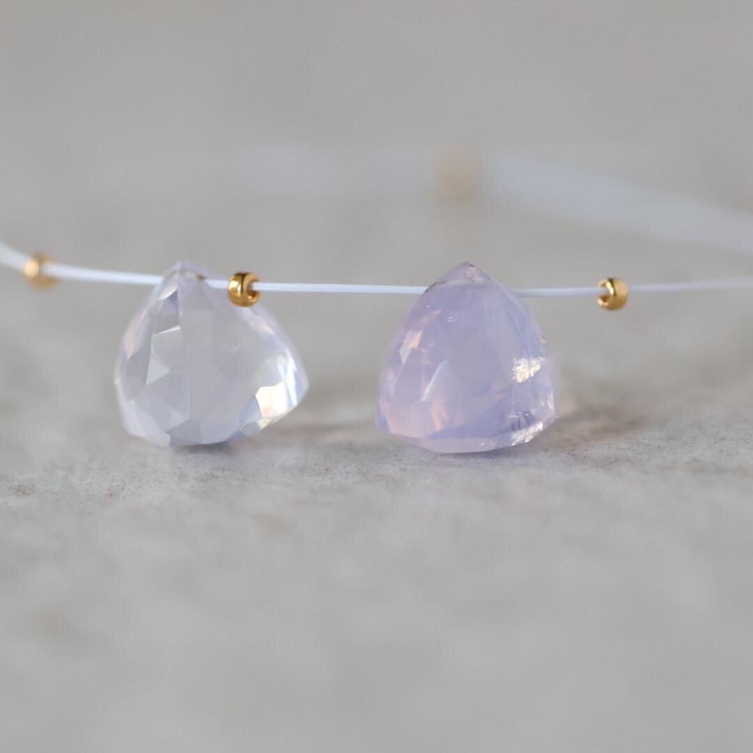 9mm Natural Scapolite Trillion Beads Briolettes Faceted Triangles 2 Pcs Lavender quartz Gemstones for DIY Jewelry Making