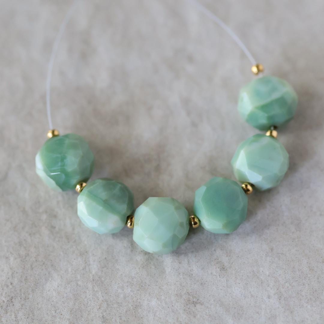9mm Peruvian Green Opal Coin Beads Faceted 6 Pcs Natural Gemstone for DIY Jewelry Making Supplies