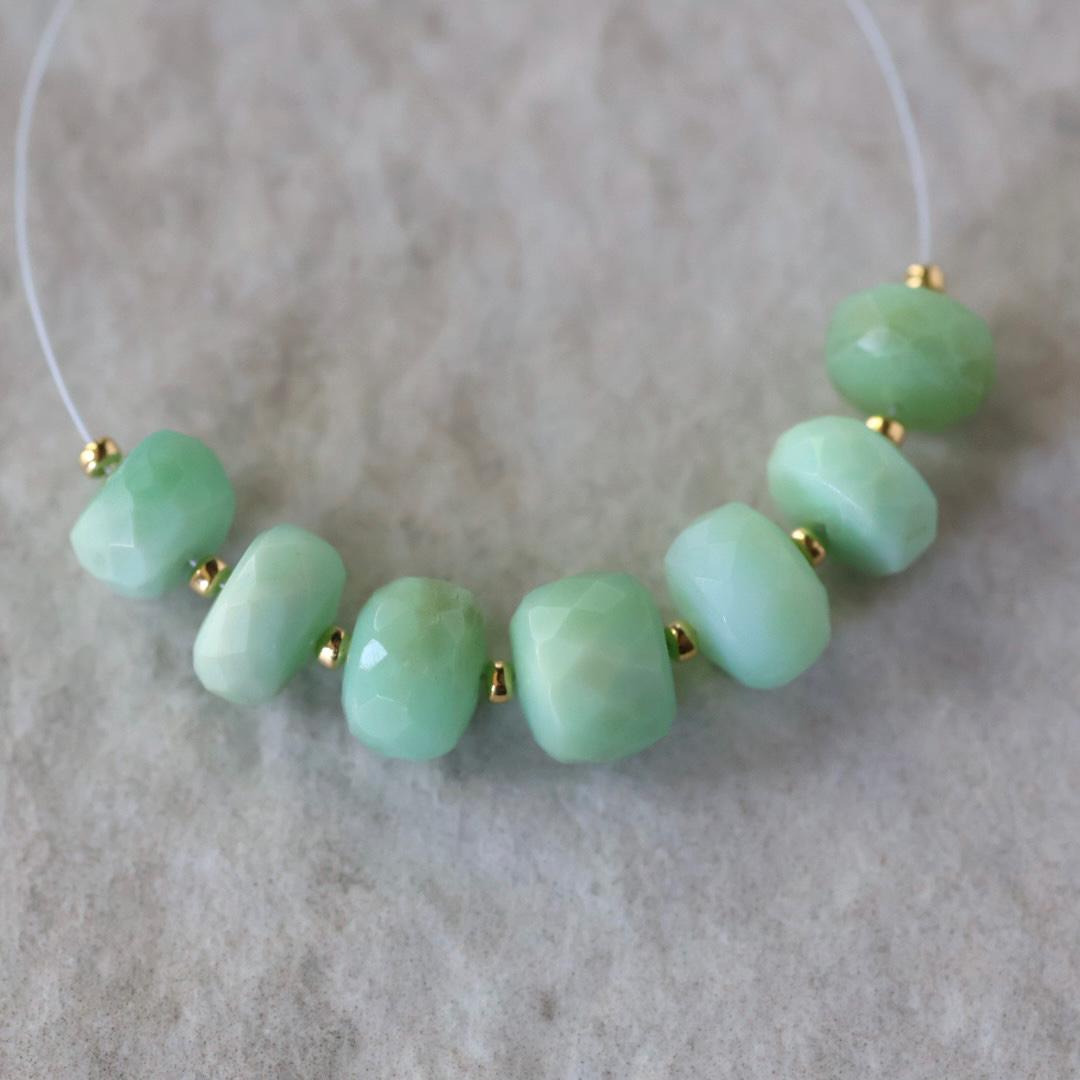 9mm Peruvian Green Opal Coin Beads Faceted 6 Pcs Natural Gemstone for DIY Jewelry Making Supplies