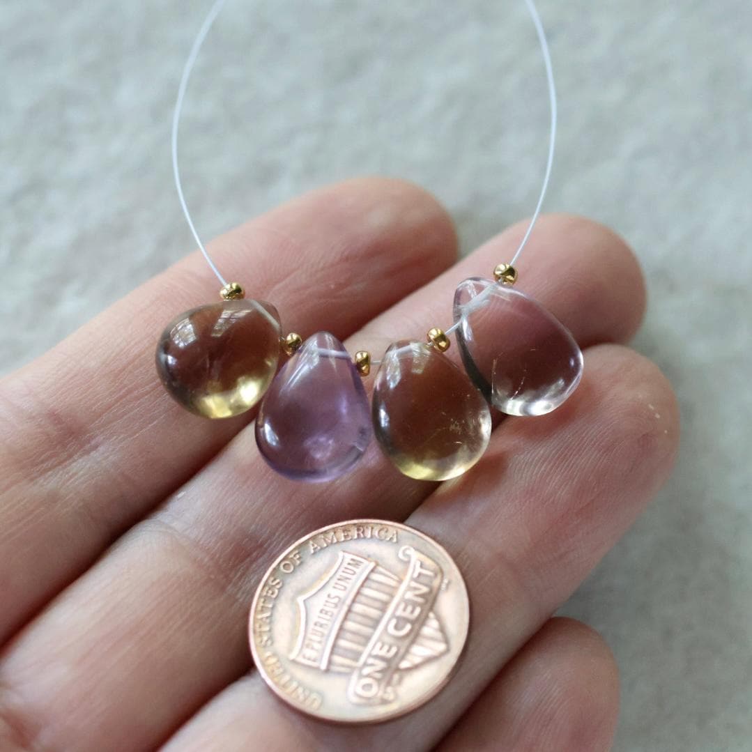 9x13mm AAA Ametrine Briolette Bead Smooth Large Ametrine Teardrops Drops Gemstone Bead for DIY Jewelry Making Necklace Pendant