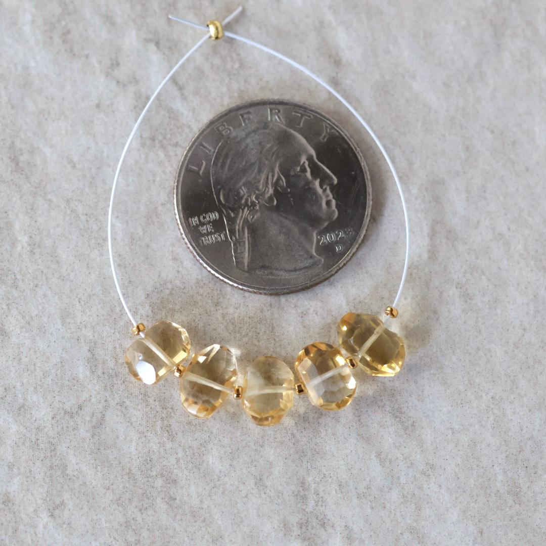 AAA Brazilian Citrine Nugget Beads Faceted Pencil Stones 7-9mm 5 Pcs Natural Yellow Gemstone for DIY Jewelry Making