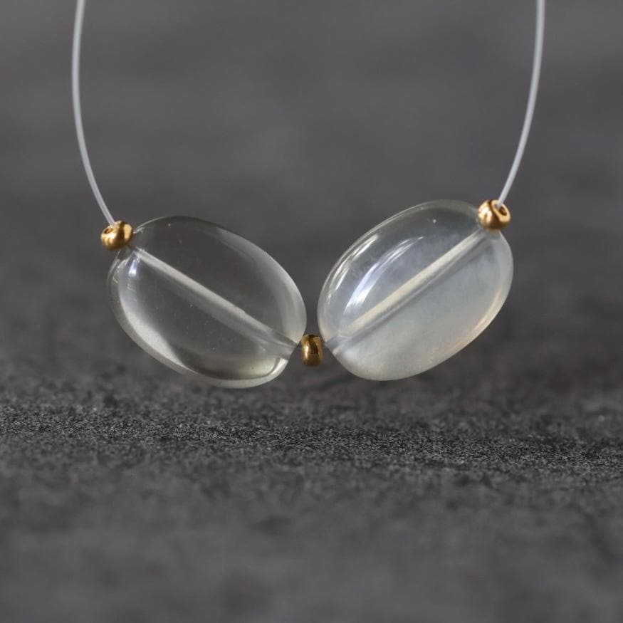 AAA Ethereal Gray Moonstone Oval Beads Smooth 2 Pcs Natural Gemstone for DIY Jewelry Making Necklace Earrings Supplies