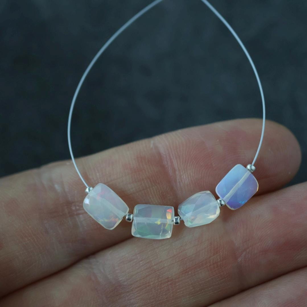 AAA Ethiopian Opal Rectangle Beads Faceted Square Natural Disco Welo Opal Genuine Bead For DIY Jewelry Making