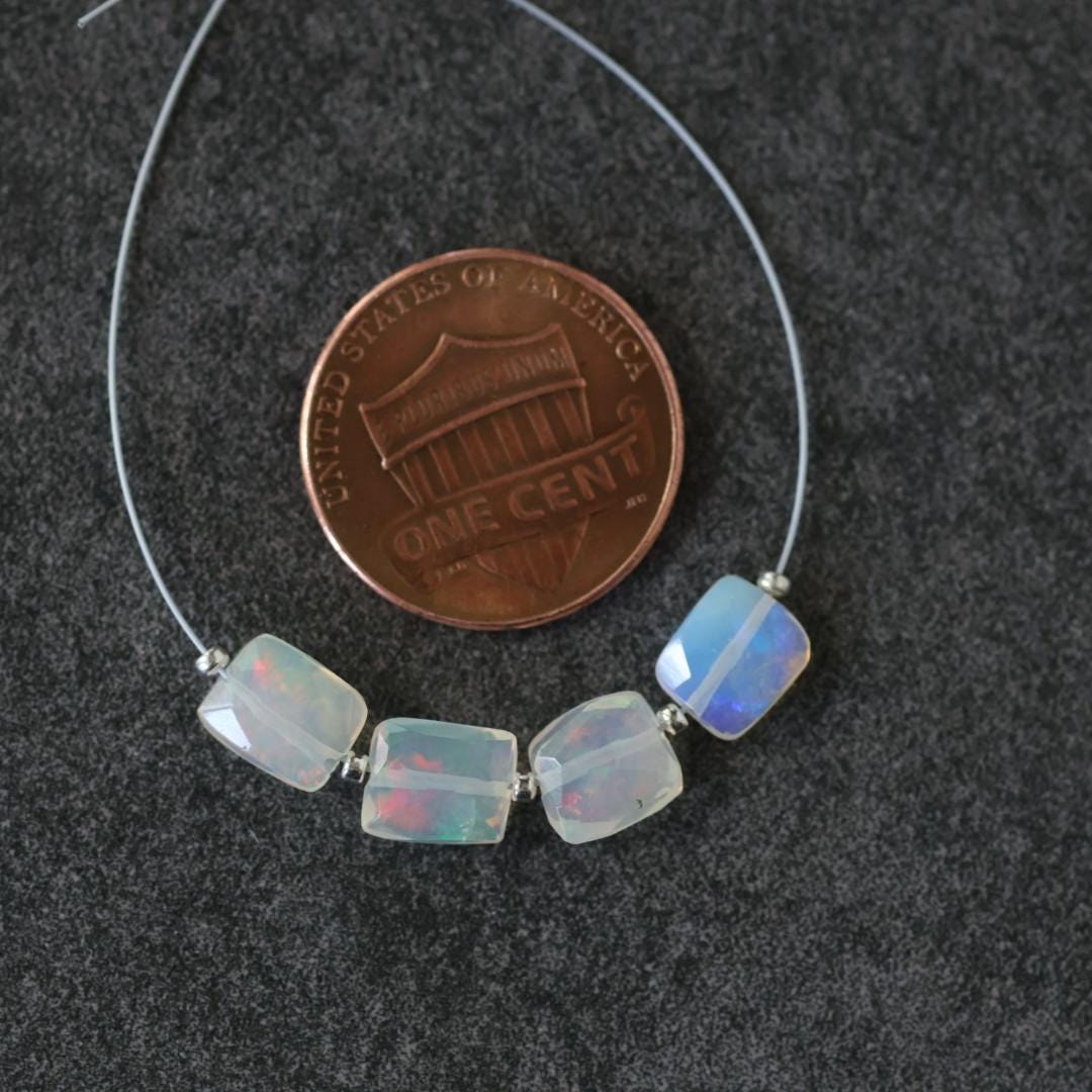 AAA Ethiopian Opal Rectangle Beads Faceted Square Natural Disco Welo Opal Genuine Bead For DIY Jewelry Making