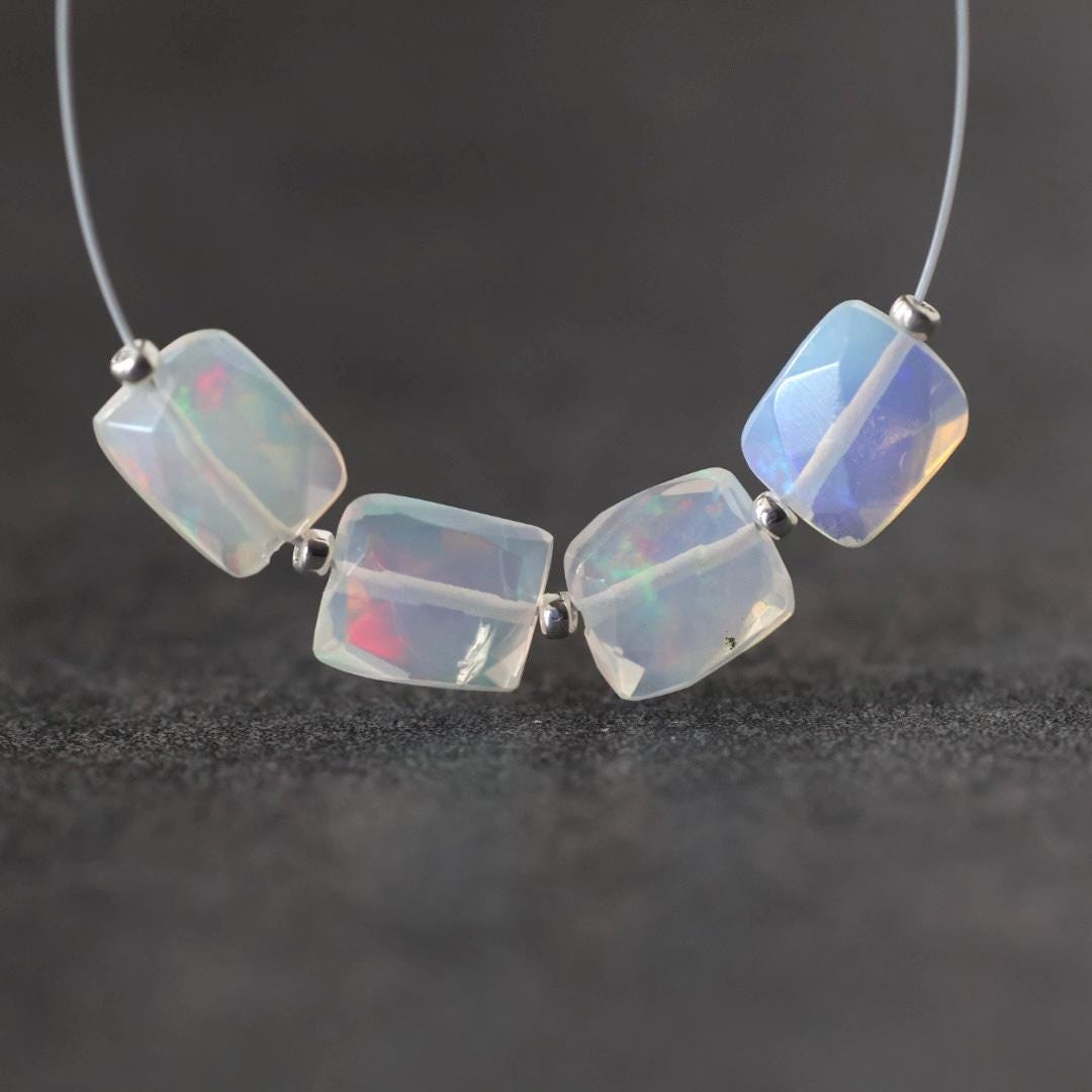 AAA Ethiopian Opal Rectangle Beads Faceted Square Natural Disco Welo Opal Genuine Bead For DIY Jewelry Making