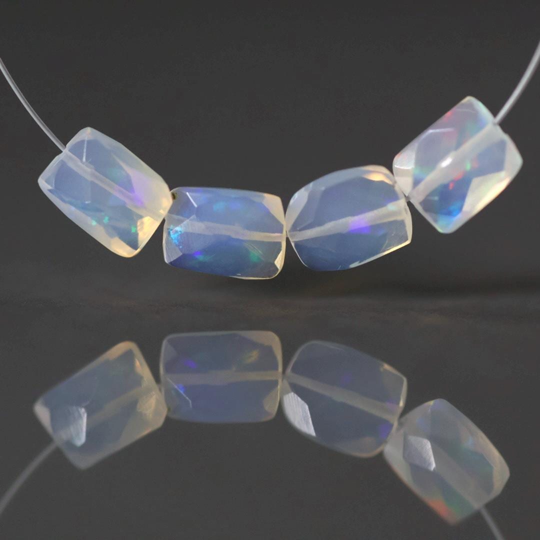 AAA Ethiopian Opal Rectangle Beads Faceted Square Natural Disco Welo Opal Genuine Bead For DIY Jewelry Making Earrings October Birthstone