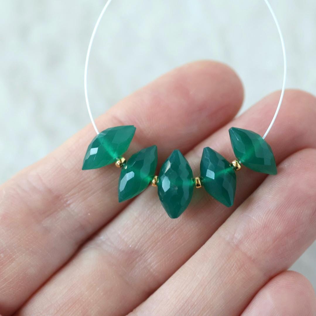 AAA Green Onyx Marquise Beads Faceted Natural Gemstone for DIY Jewelry Making Beading Craft Gift DIY Earrings supplies May Birthstone