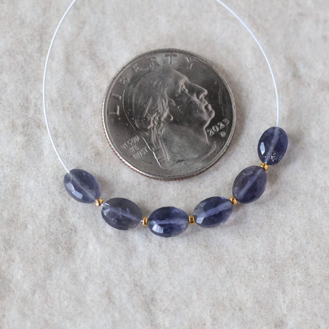 AAA Iolite Oval Beads Faceted 5x7mm 6 Pcs Natural Gemstone Beads for DIY Jewelry Making DIY Necklace Earrings