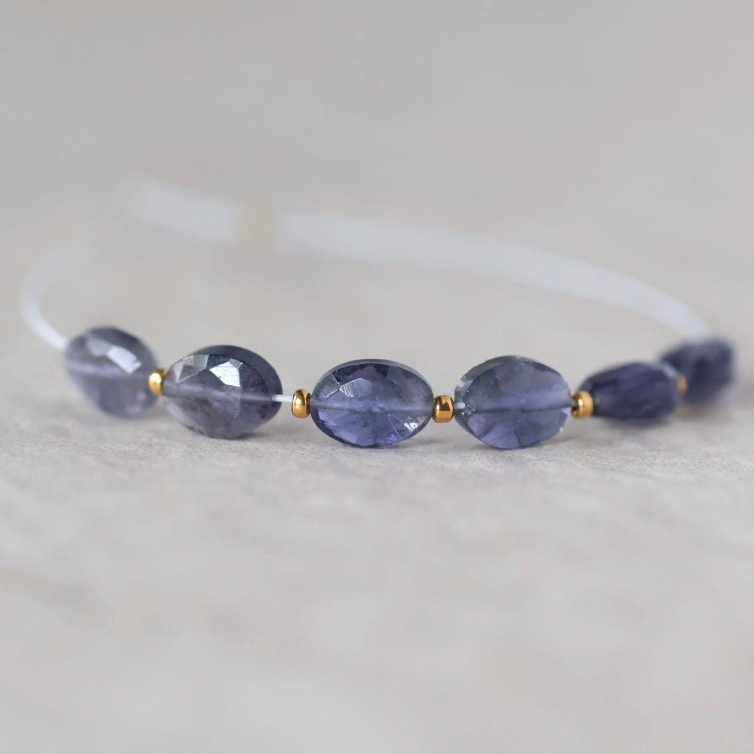 AAA Iolite Oval Beads Faceted 5x7mm 6 Pcs Natural Gemstone Beads for DIY Jewelry Making DIY Necklace Earrings