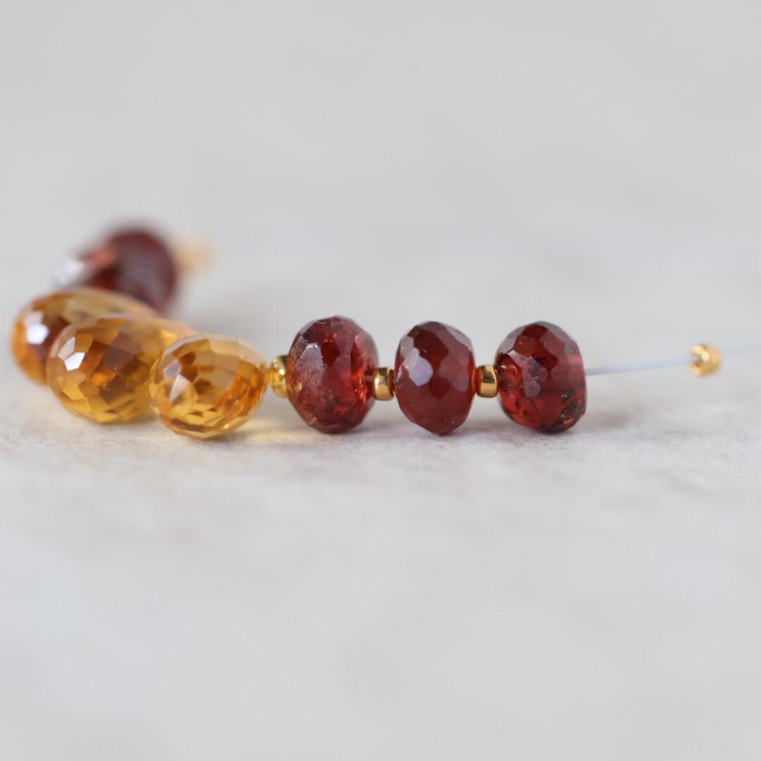AAA Madeira Citrine Briolette Beads Faceted Teardrops Mozambique Garnet Rondelle Beads Natural Gemstone for DIY Jewelry Making