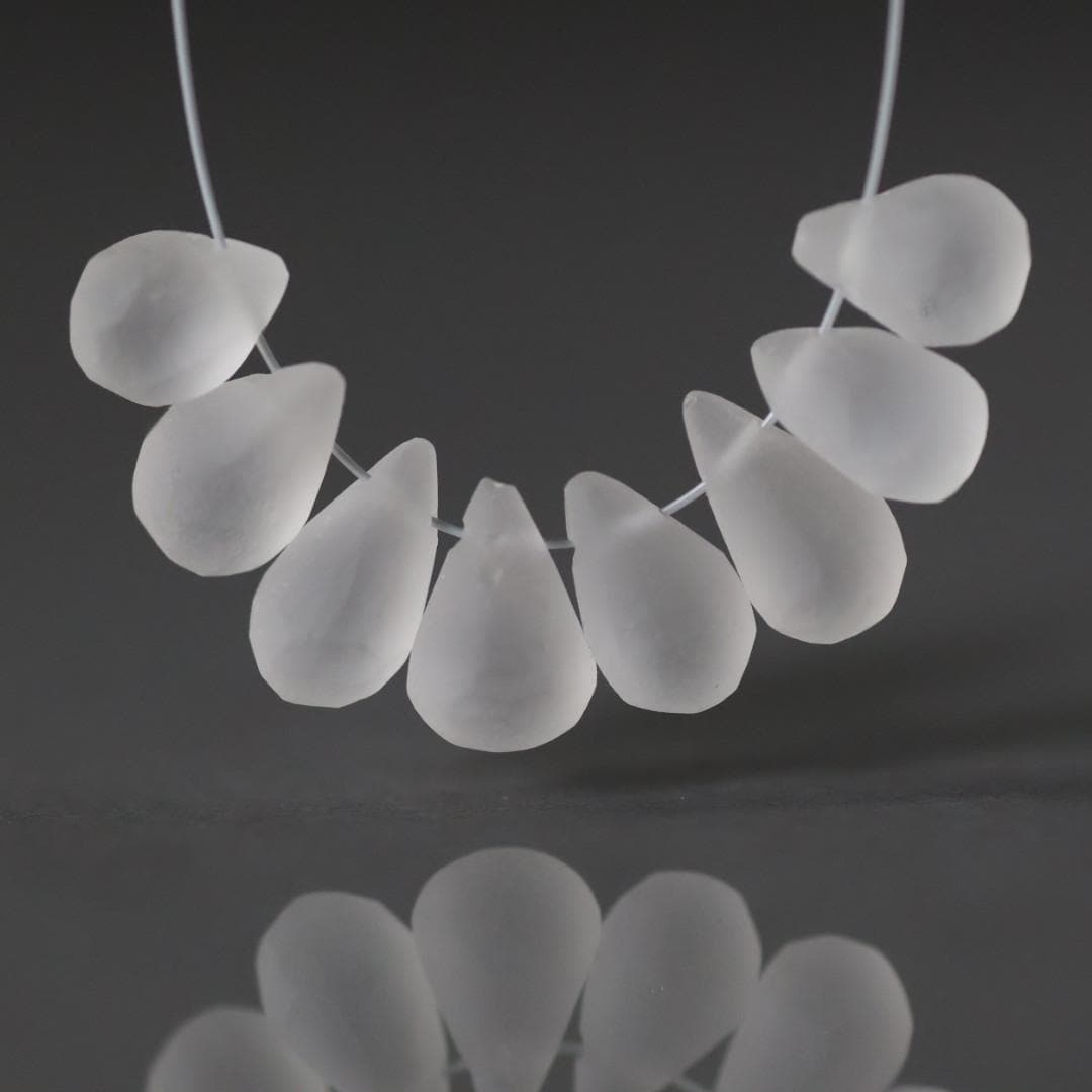AAA Matte Rock Quartz Briolette Beads Frosted 8 PCs Clear Crystal Peardrops Drops Genuine Gemstone DIY Jewelry Making Earrings Necklace