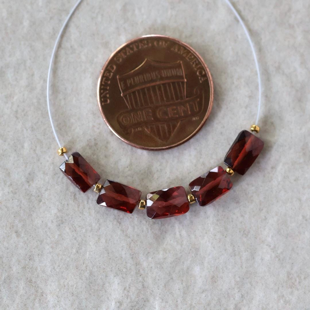 AAA Mozambique Garnet Beads Faceted Rectangle 4x6mm Natural Gemstone for DIY Jewelry Making