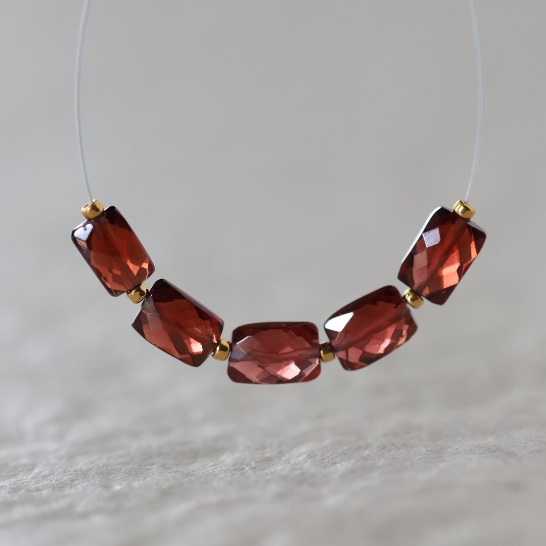 AAA Mozambique Garnet Beads Faceted Rectangle 4x6mm Natural Gemstone for DIY Jewelry Making