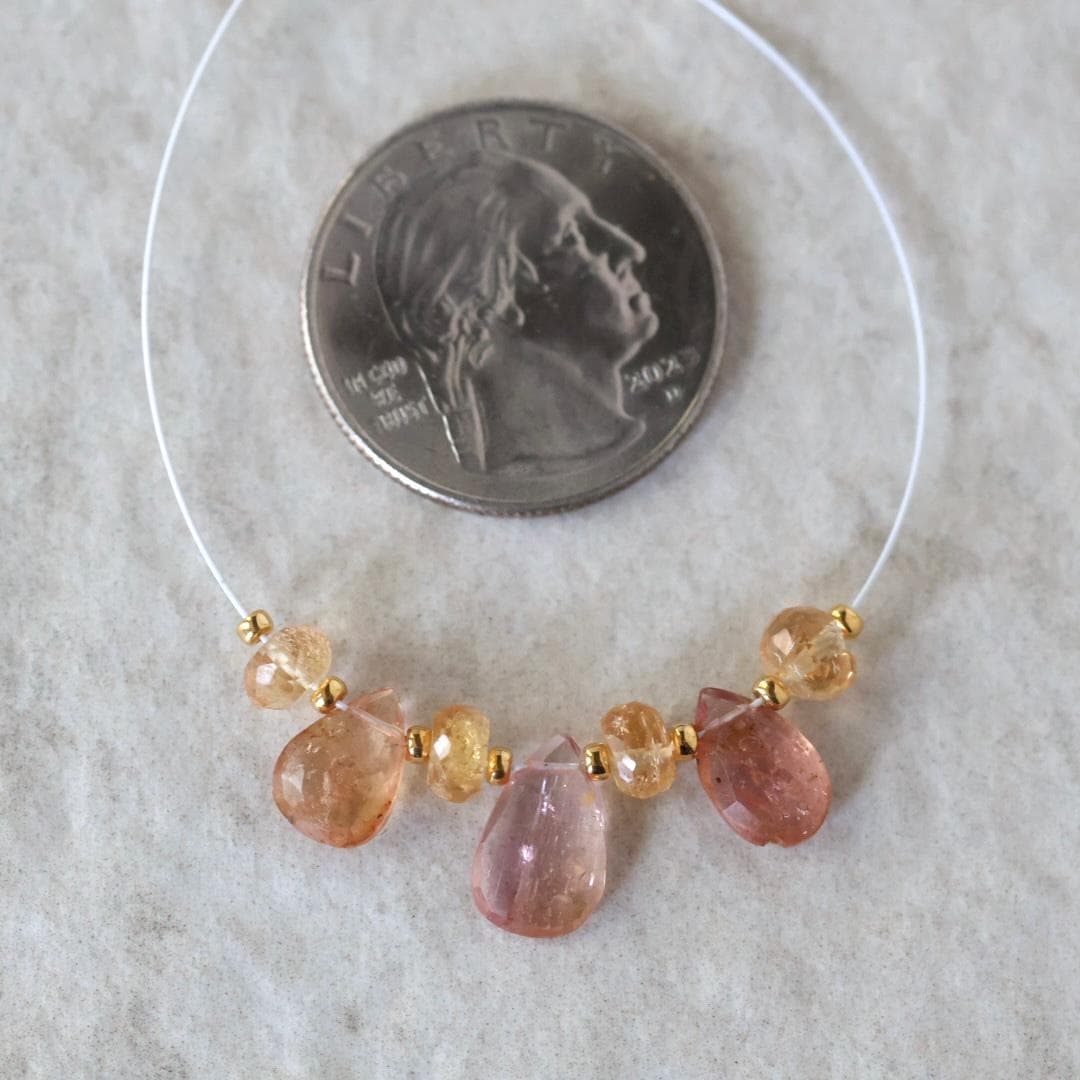 AAA Peach Pink Imperial Topaz Briolette Beads Faceted Rondelle Unheated Superb Natural Gemstone for DIY Jewelry Making