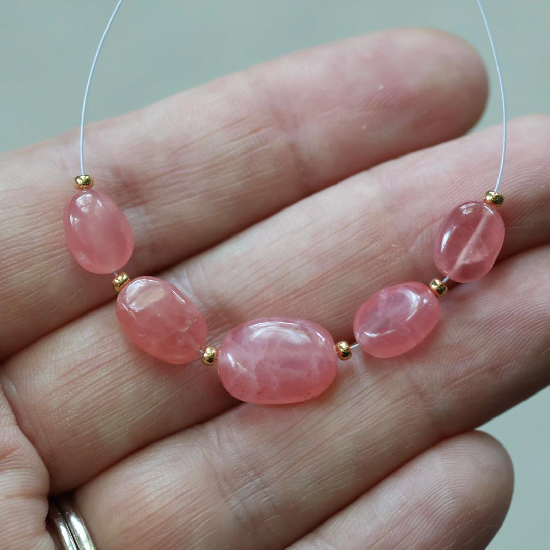 AAA Peruvian Rhodochrosite Oval Beads Smooth 5 PCs Natural Peach Gemstone Beads for DIY Jewelry Making